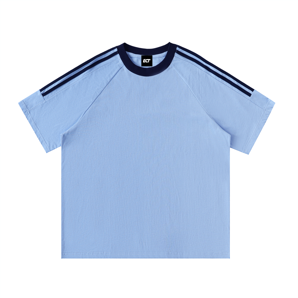 Contrast Tape Crewneck Cotton T-Shirt