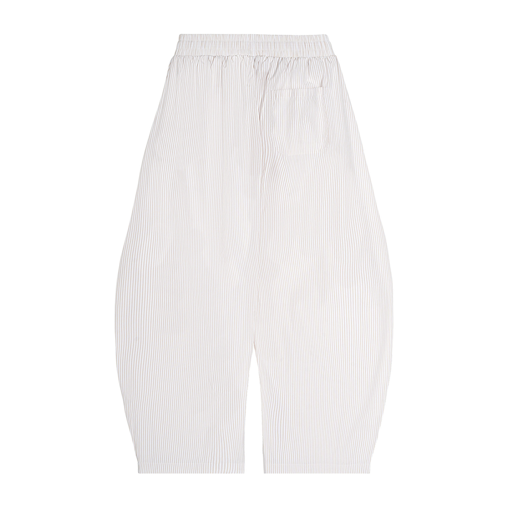 Vertical Stripe Drawstring Barrel Pants