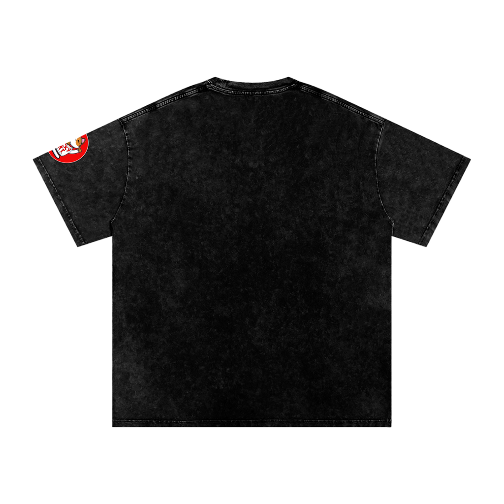 Lucky Cat Text Snow Washed Oversized
