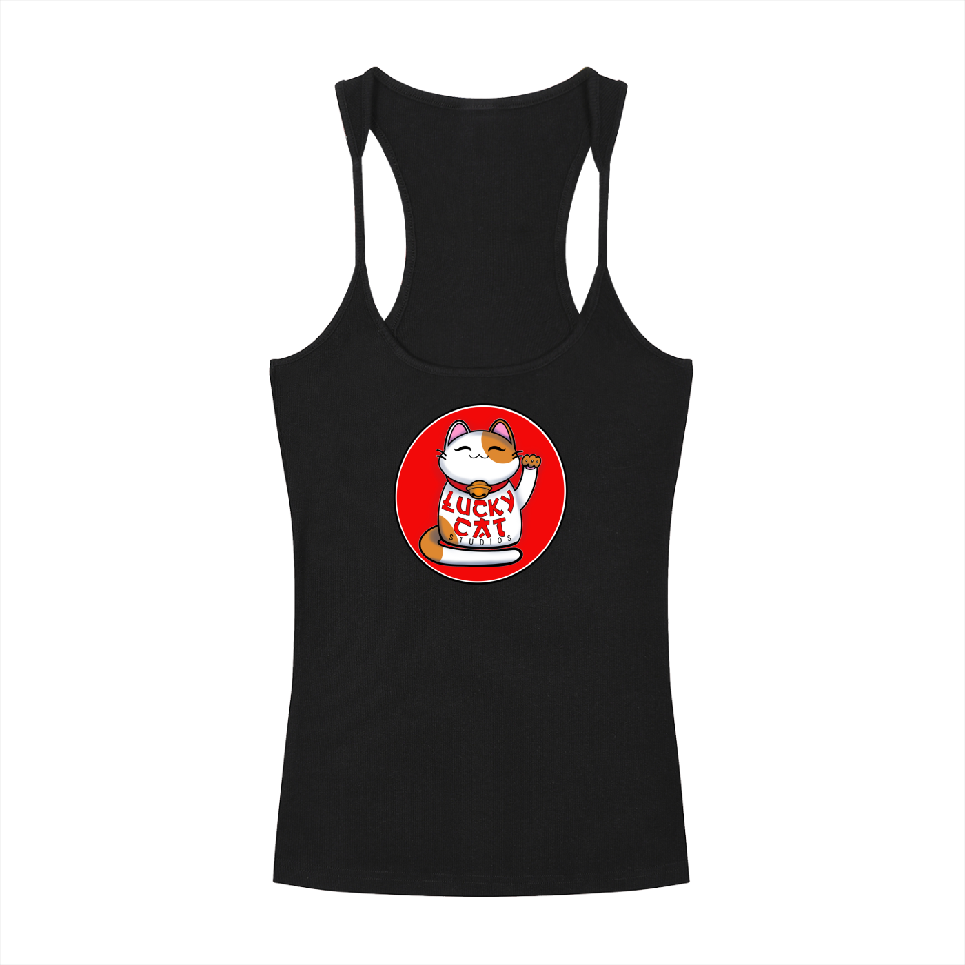 Lucky Cat Slim Fit Ribbed Racerback Tank Top