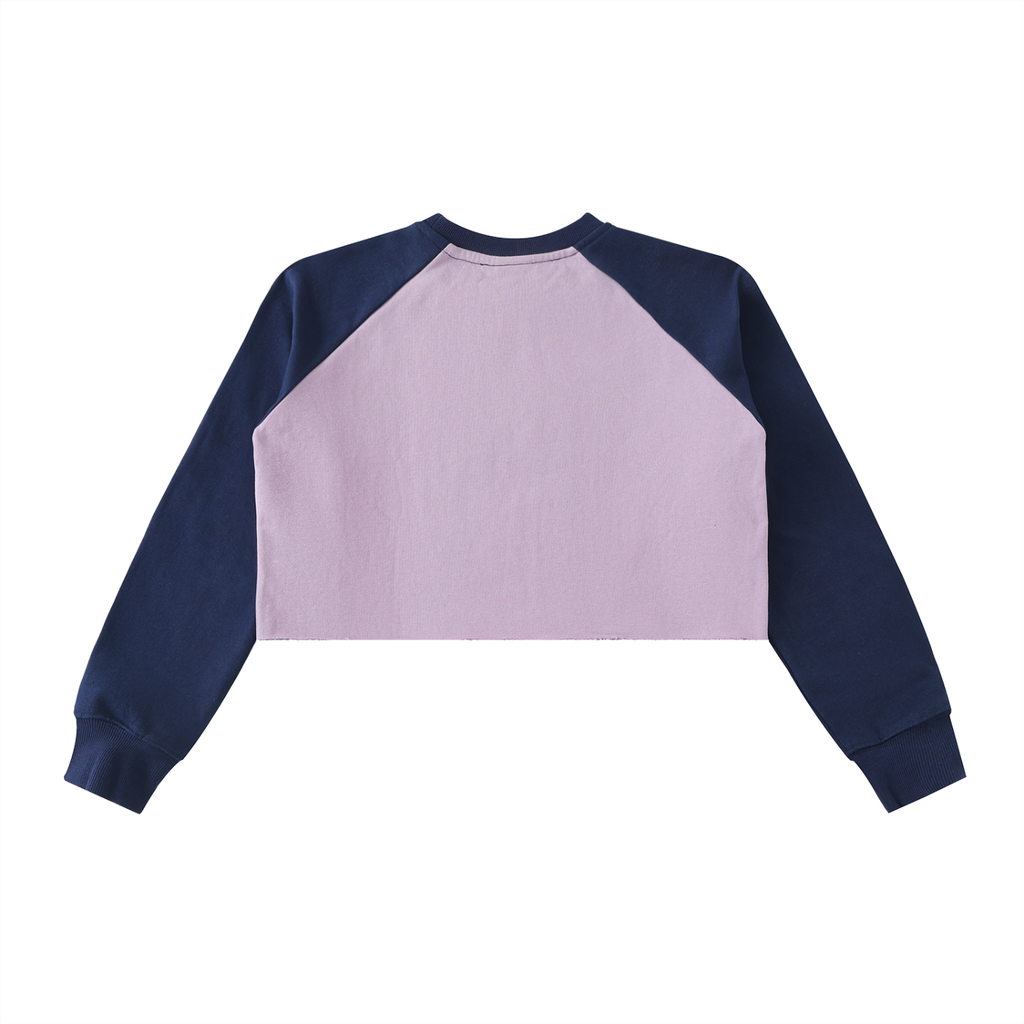 Lucky Cat Studios Raw-Hem Raglan Crop Sweatshirt