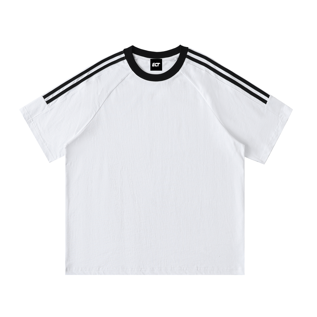 Contrast Tape Crewneck Cotton T-Shirt