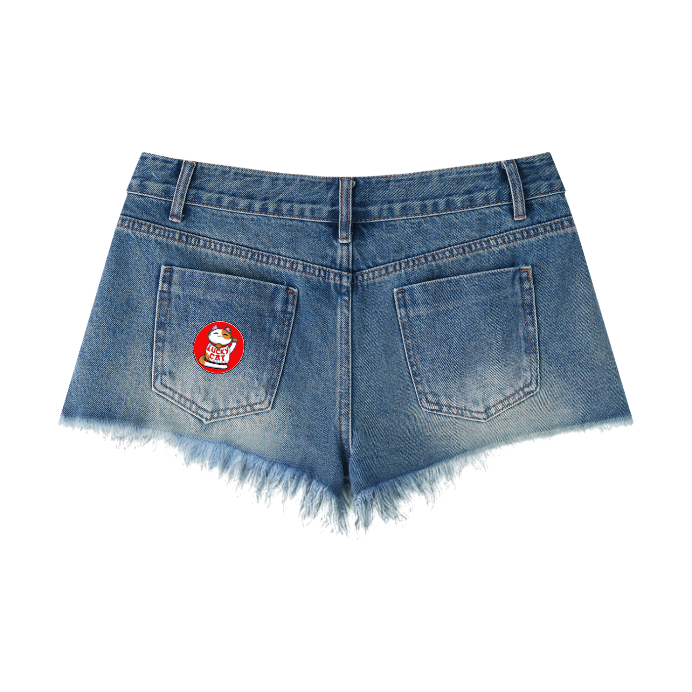 Lucky Cat Women's Vintage Wash Raw Hem Denim Shorts