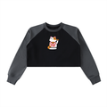 Lucky Cat Studios Raw-Hem Raglan Crop Sweatshirt