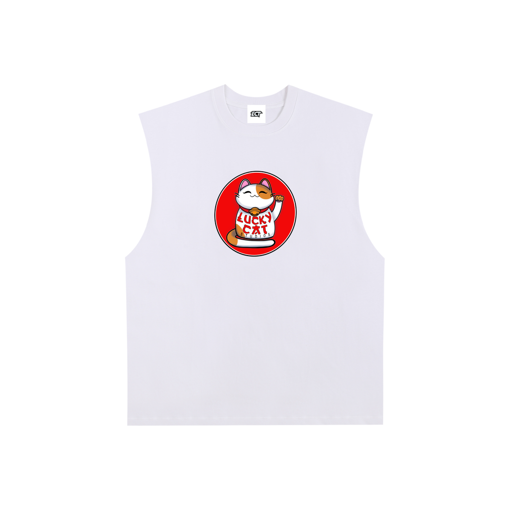 Lucky Cat Raw Edge Cotton Tank Top