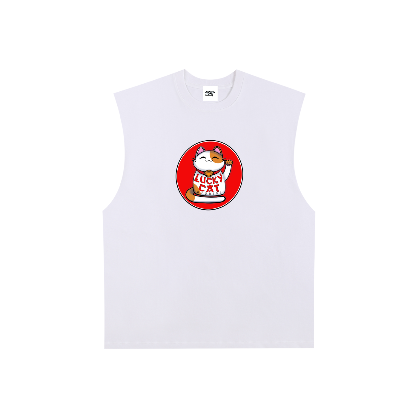 Lucky Cat Raw Edge Cotton Tank Top
