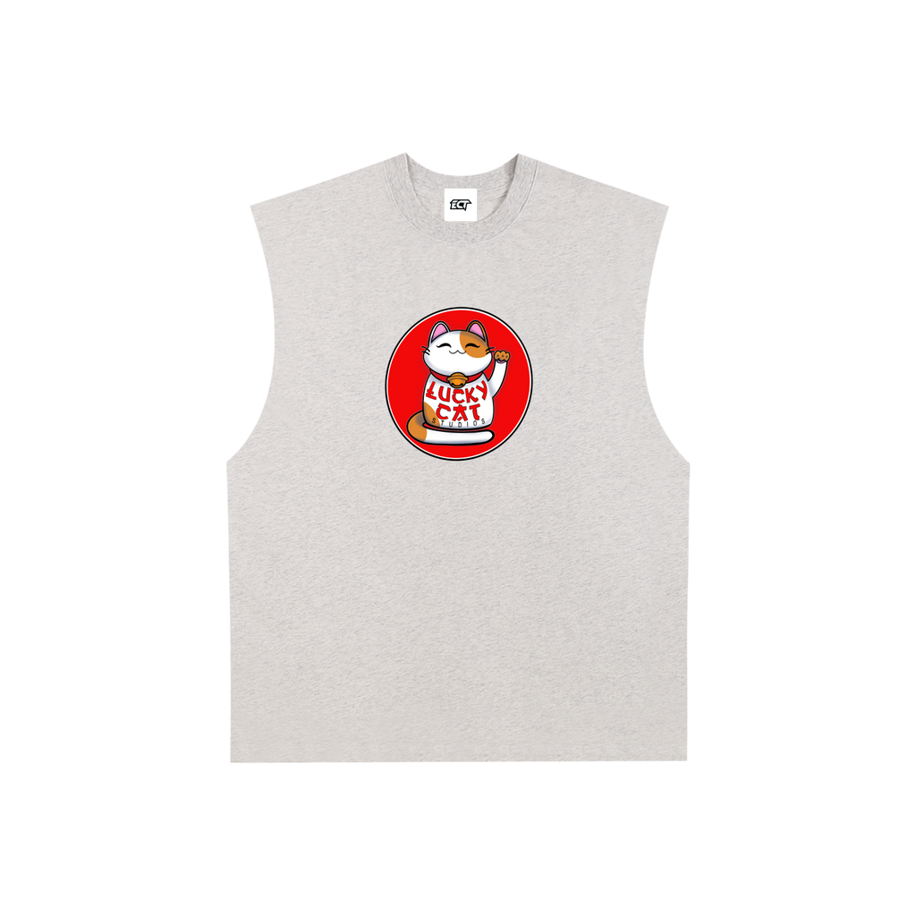 Lucky Cat Raw Edge Cotton Tank Top