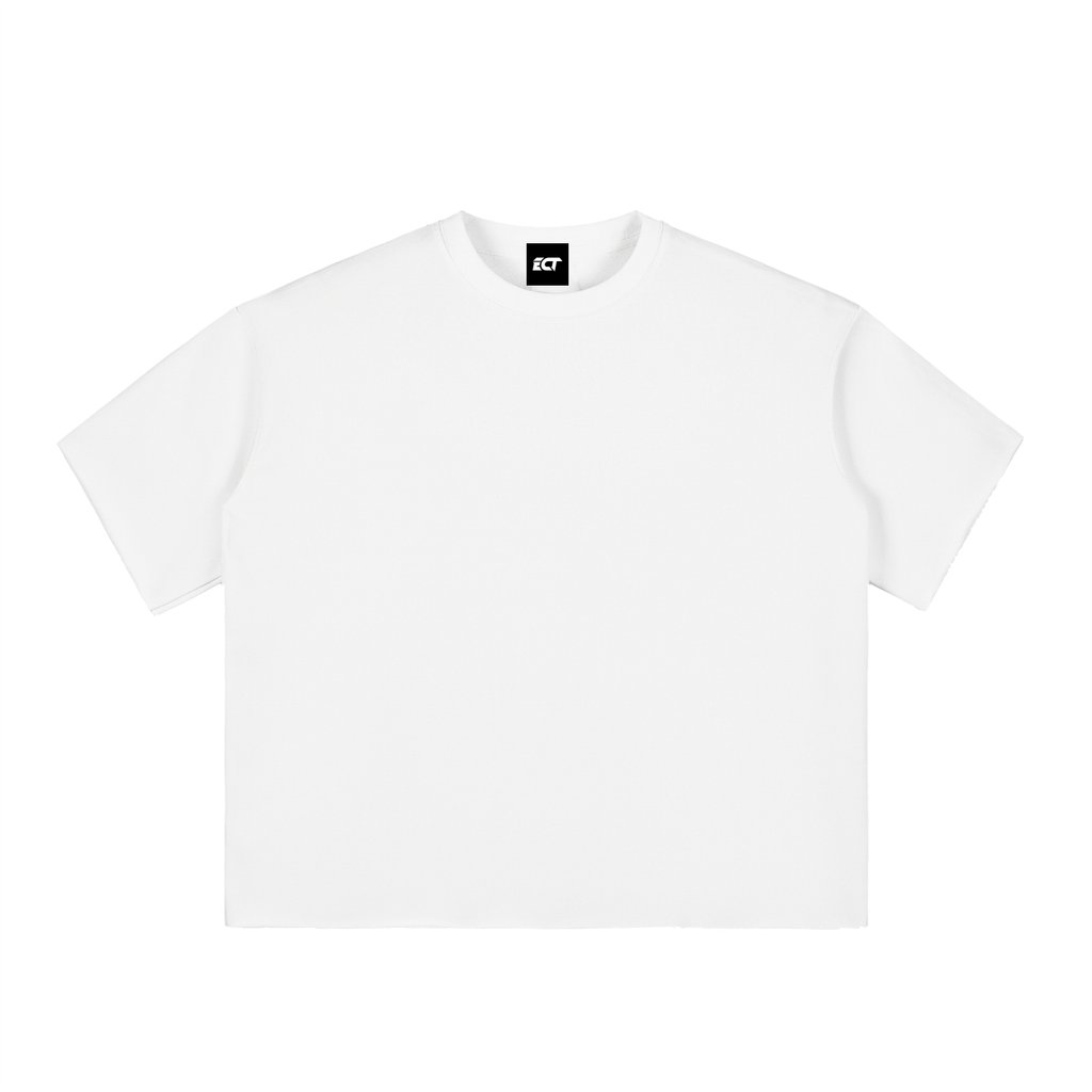 Boxy Half-Sleeve Raw-Edge T-Shirt