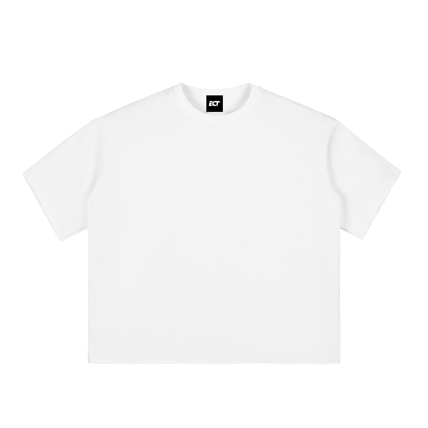 Boxy Half-Sleeve Raw-Edge T-Shirt